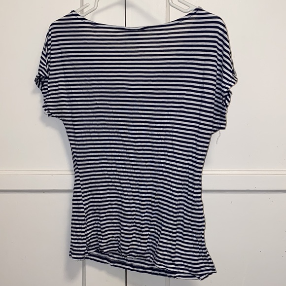 H&M Medium Black White Stripe Boat Neck Short Sleeve Top - Picture 3 of 12